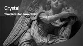  Presentation with medieval church - Slides having catholic angels - detail of a stone angel background and a dark gray colored foreground