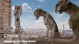  Presentation with notre dame - Colorful presentation theme enhanced with catholic angels - stone demons gargoyle and chimera backdrop and a gray colored foreground