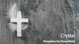  Presentation with catholic old - Beautiful PPT layouts featuring catholic angels - white cross with feather backdrop and a gray colored foreground