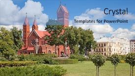  Presentation with catholic - Presentation design consisting of catholic chapel st simon and st elena minsk belarus background and a light blue colored foreground