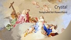  Presentation with religious - Slide set enhanced with catholic church - religious fresco background and a coral colored foreground