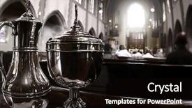  Presentation with catholic mass - Colorful PPT theme enhanced with catholic church during mass backdrop and a wine colored foreground