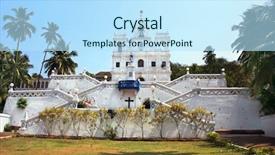  Presentation with goa - Slide deck with catholic church in goa india background and a sky blue colored foreground