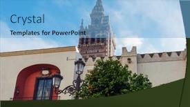  Presentation with catholic - Slide deck with catholic-church-in-seville-spain background and a light blue colored foreground