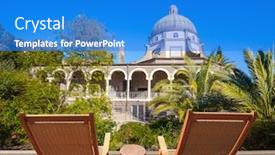  Presentation with pilgrimage - Slide set enhanced with catholic-church-of-the-beatitudes background and a cobalt blue colored foreground