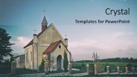  Presentation with catholic ucharist worship jesus - Theme consisting of catholic church on green meadow background and a  colored foreground