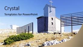  Presentation with church building - Cool new PPT theme with catholic church on krippenstein backdrop and a  colored foreground