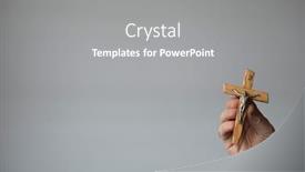  Presentation with catholic - Audience pleasing slides consisting of catholic-cross-in-male-hand backdrop and a gray colored foreground