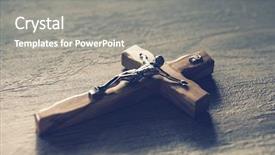  Presentation with catholic - Presentation theme consisting of catholic cross on wooden background background and a gray colored foreground