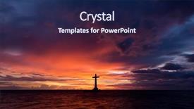  Presentation with cemetery - Beautiful PPT layouts featuring catholic cross silhouette backdrop and a navy blue colored foreground