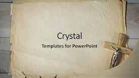  Presentation with catholic old - Colorful presentation design enhanced with catholic crucifix and old paper as a background for your text backdrop and a soft green colored foreground