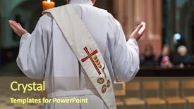  Presentation with catholic mass - Cool new theme with catholic eucharist - priest during a ceremony mass backdrop and a violet colored foreground