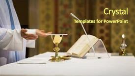  Presentation with catholic wedding - Beautiful PPT layouts featuring catholic eucharist - priest during a wedding ceremony backdrop and a tawny brown colored foreground