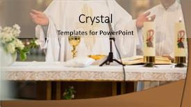  Presentation with catholic wedding - Presentation design consisting of catholic eucharist - priest during a wedding ceremony background and a lemonade colored foreground