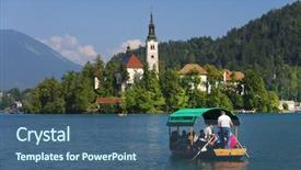  Presentation with europe - Slide deck featuring catholic green - bled in sovenia europe background and a ocean colored foreground