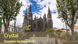  Presentation with gothic cathedral - Slides consisting of catholic green - church of san juan bautista background and a  colored foreground