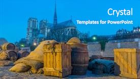  Presentation with docks - Amazing presentation theme having catholic green - docks of notre dame cathedral backdrop and a gray colored foreground