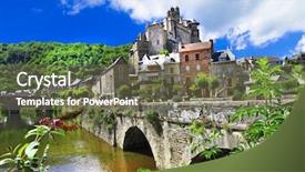  Presentation with france - PPT theme having catholic green - most beautiful villages of france background and a tawny brown colored foreground
