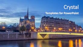  Presentation with notre dame paris france - Slide set featuring catholic green - notre dame cathedral in paris background and a teal colored foreground