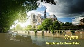  Presentation with notre dame paris france - Theme featuring catholic green - seine and notre dame de background and a tawny brown colored foreground