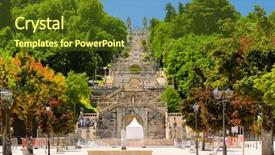  Presentation with church - Audience pleasing PPT theme consisting of catholic green - view of church in lamego backdrop and a tawny brown colored foreground
