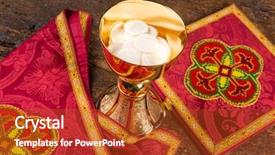  Presentation with scene - Beautiful slide deck featuring vetment - communion scene of a chalice backdrop and a crimson colored foreground