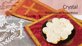  Presentation with red and gold - Slide deck featuring stole - red vestment set and communion background and a red colored foreground
