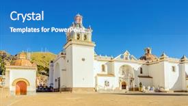  Presentation with lady - Slides featuring catholic parish - basilica of our lady background and a teal colored foreground