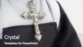  Presentation with nun - Theme enhanced with catholic parish - close up of cross background and a  colored foreground