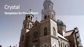  Presentation with complex - Audience pleasing slides consisting of catholic parish - historic church complex backdrop and a gray colored foreground