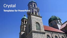  Presentation with catholic - Beautiful slides featuring catholic parish - historic church backdrop and a teal colored foreground