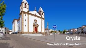  Presentation with santa - Audience pleasing slides consisting of catholic parish - igreja de santa maria da backdrop and a gray colored foreground