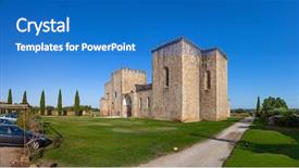  Presentation with knights - Colorful PPT layouts enhanced with catholic parish - mosteiro de santa maria de backdrop and a teal colored foreground