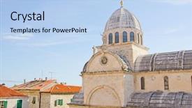  Presentation with croatia - Beautiful presentation theme featuring catholic parish - sibenik cathedral cathedral of st backdrop and a light blue colored foreground