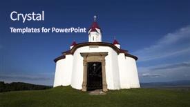  Presentation with catholic - Beautiful PPT layouts featuring catholic parish - small chapel at sanzieni romania backdrop and a ocean colored foreground