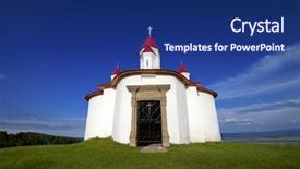  Presentation with catholic - Beautiful PPT theme featuring catholic parish - small chapel at sanzieni romania backdrop and a navy blue colored foreground
