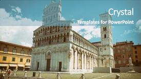  Presentation with worship - Slides having catholic place of worship of lucca which is located in piazza san michele background and a teal colored foreground