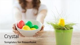  Presentation with catholic - Beautiful slide set featuring catholic preschool - easter holiday and child concept backdrop and a coral colored foreground