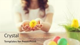  Presentation with chiken - Beautiful PPT layouts featuring catholic preschool - easter holiday and child concept backdrop and a coral colored foreground