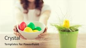  Presentation with catholic - Slides enhanced with catholic preschool - easter holiday and child concept background and a coral colored foreground