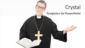  Presentation with bible - Cool new presentation with catholic priest holding a bible backdrop and a white colored foreground