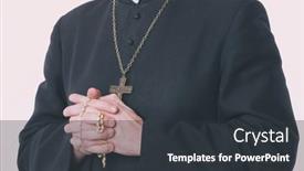  Presentation with rosary - Colorful presentation design enhanced with catholic-priest-s-hands-holding backdrop and a dark gray colored foreground