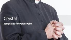  Presentation with rosary - PPT layouts featuring catholic-priest-s-hands-holding background and a dark gray colored foreground