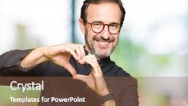  Presentation with hands the shape of a heart - PPT layouts enhanced with catholic robe smiling in love background and a tawny brown colored foreground