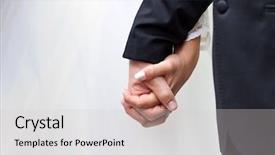  Presentation with catholic wedding - PPT layouts with catholic wedding - bride and groom holding hands background and a light gray colored foreground