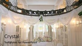  Presentation with catholic wedding - Presentation design enhanced with catholic wedding - festive interior of the temple background and a coral colored foreground