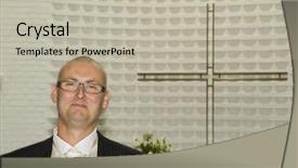  Presentation with bride and groom - PPT theme enhanced with catholic wedding - groom in church is waiting background and a light gray colored foreground