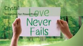  Presentation with catholic wedding - Cool new slide deck with catholic wedding - love never fails card backdrop and a seafoam green colored foreground