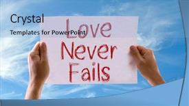  Presentation with love - PPT theme enhanced with catholic wedding - love never fails card background and a light blue colored foreground