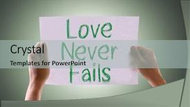  Presentation with love and care - Presentation design featuring catholic wedding - love never fails card background and a light gray colored foreground